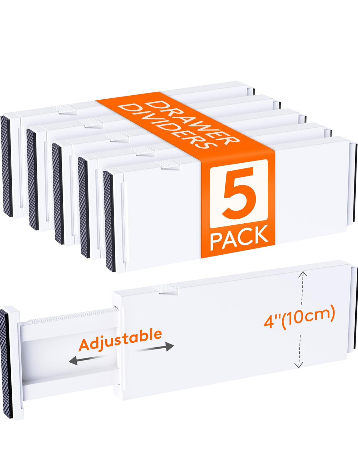 Adjustable Drawer Dividers – 5 Pack | Expandable Organizer for Kitchen, Dresser, and Office