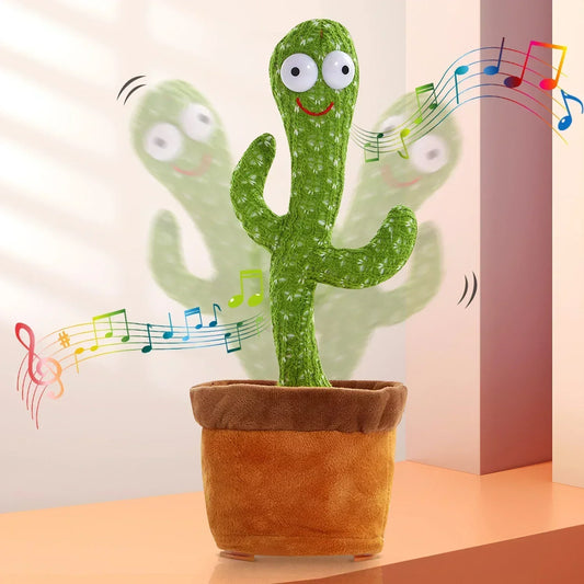 A talking cactus toy that can be charged, recorded, and repeated. Suitable for Spanish, English, and Arabic voice changer