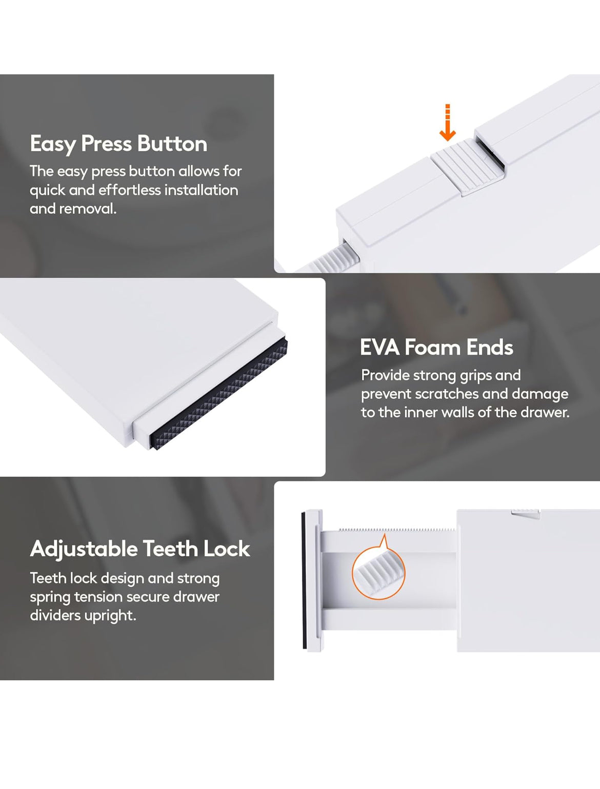 Adjustable Drawer Dividers – 5 Pack | Expandable Organizer for Kitchen, Dresser, and Office