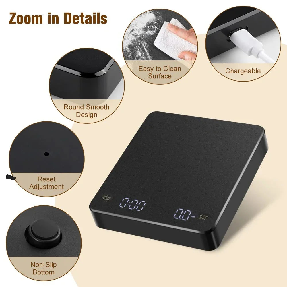 Digital Coffee Scale with Timer LED