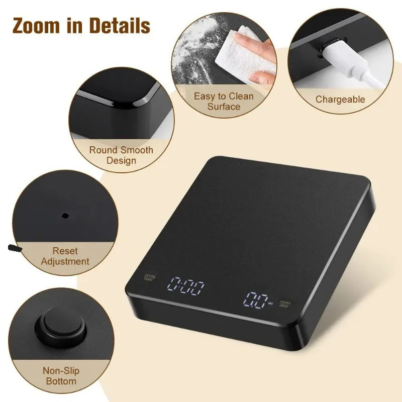 Digital Coffee Scale with Timer LED