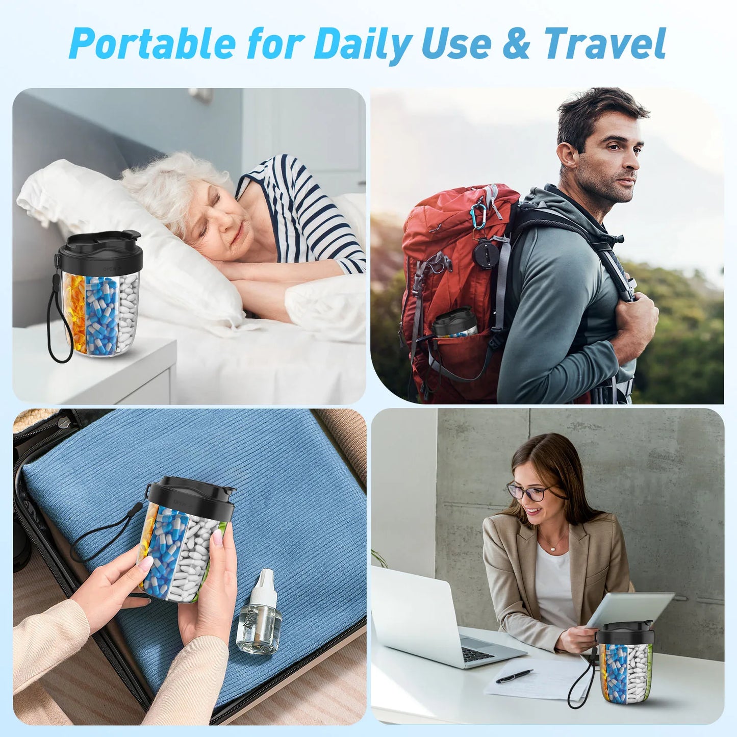 Dose on Time: 7-Compartment Pill Dispenser Bottle